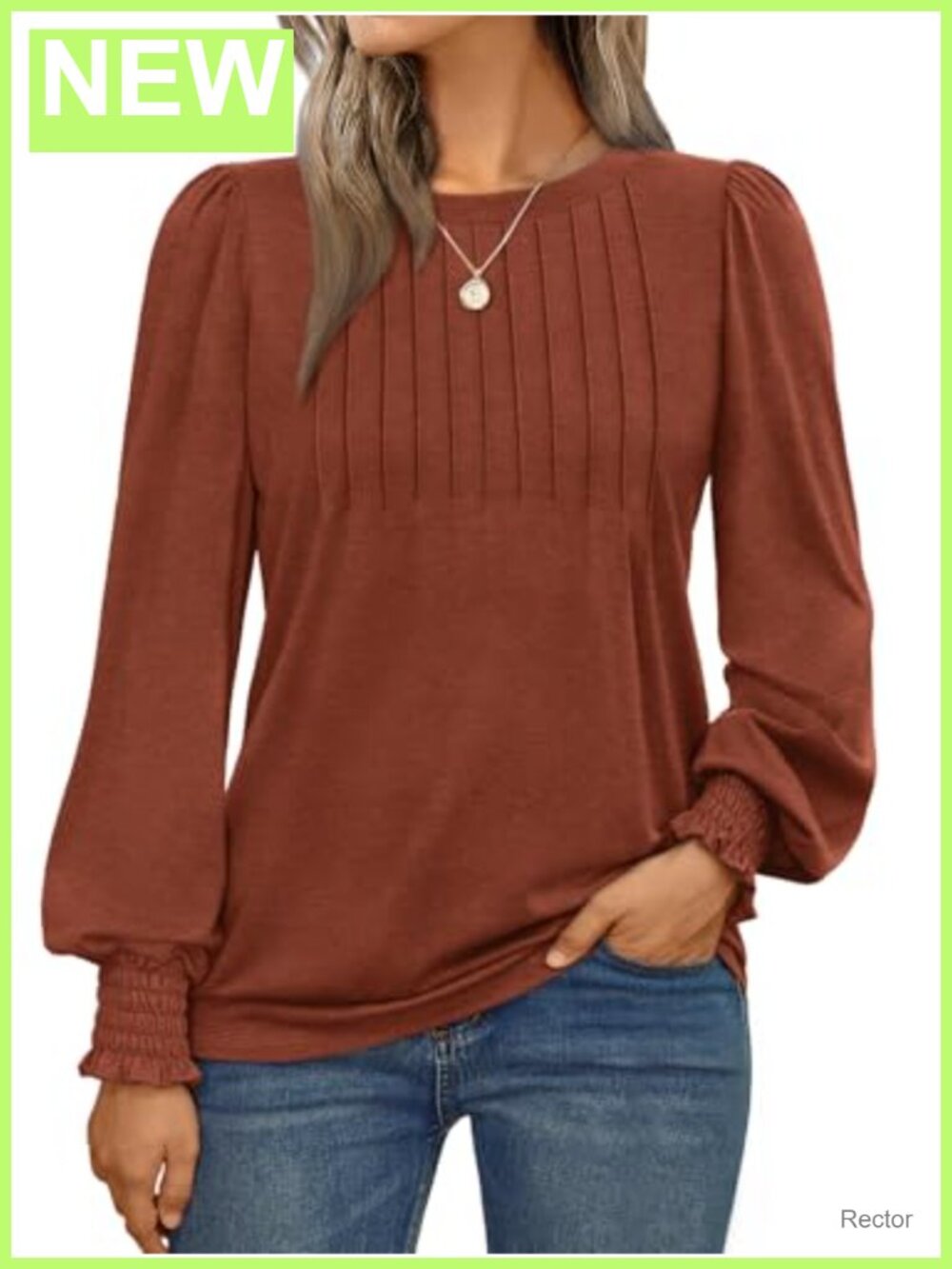 Womens Long Sleeve Pleated Front Blouse Business Casual Top